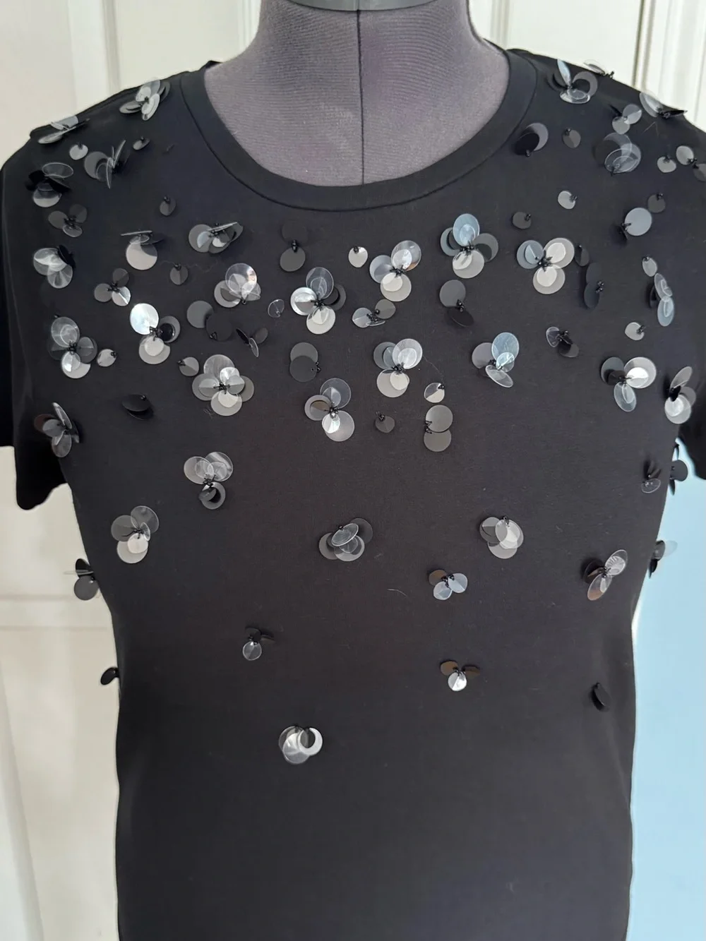 J Crew Black Sequin Embellished Crewneck Tee